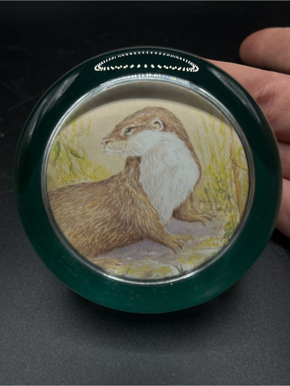 Vintage Made in England Otter Pressed Glass Paperweight